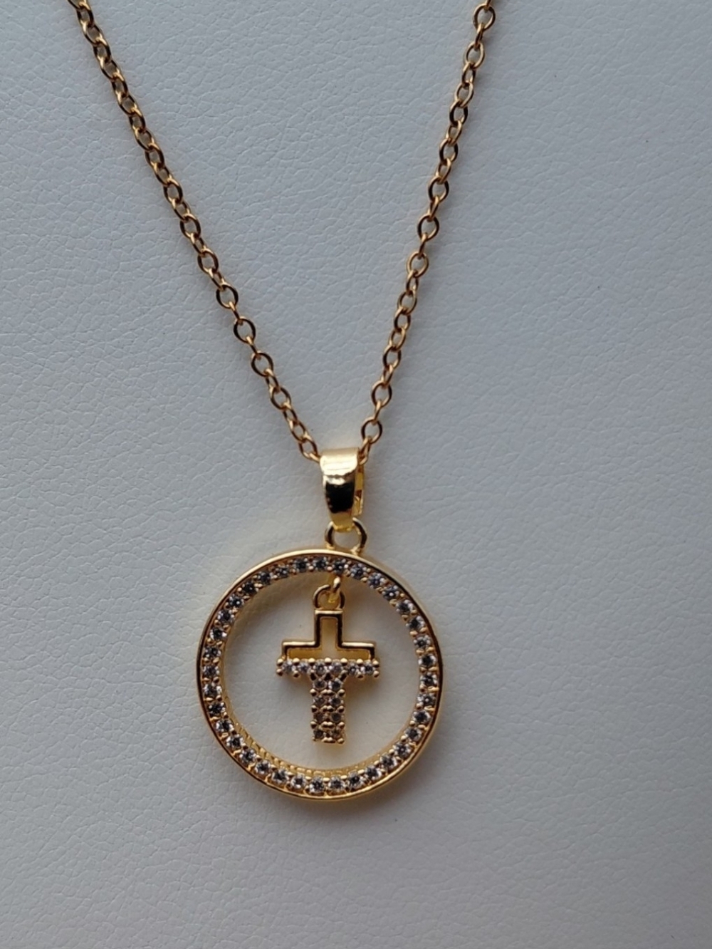 Trinity Gold Crystal Cross Pendant Necklace